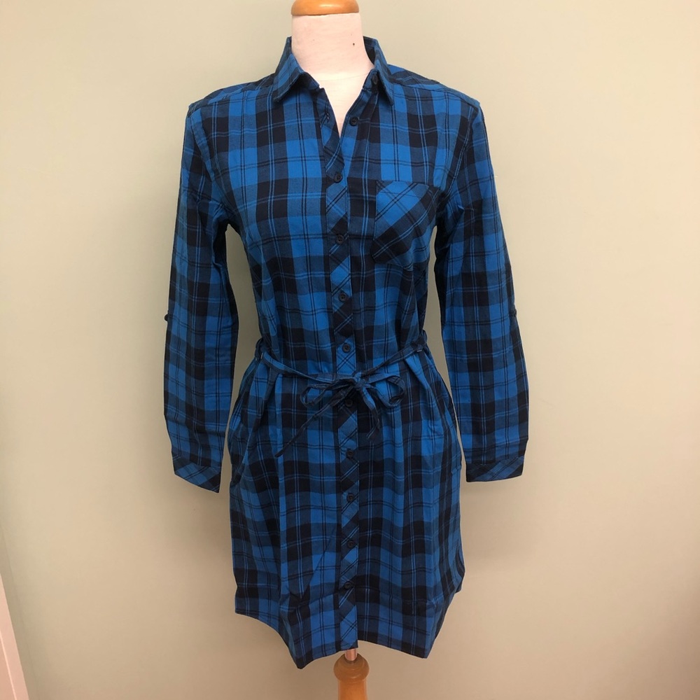 BC Clothing | Women's Plaid Dress | Blue & Black Plaid | Size Small